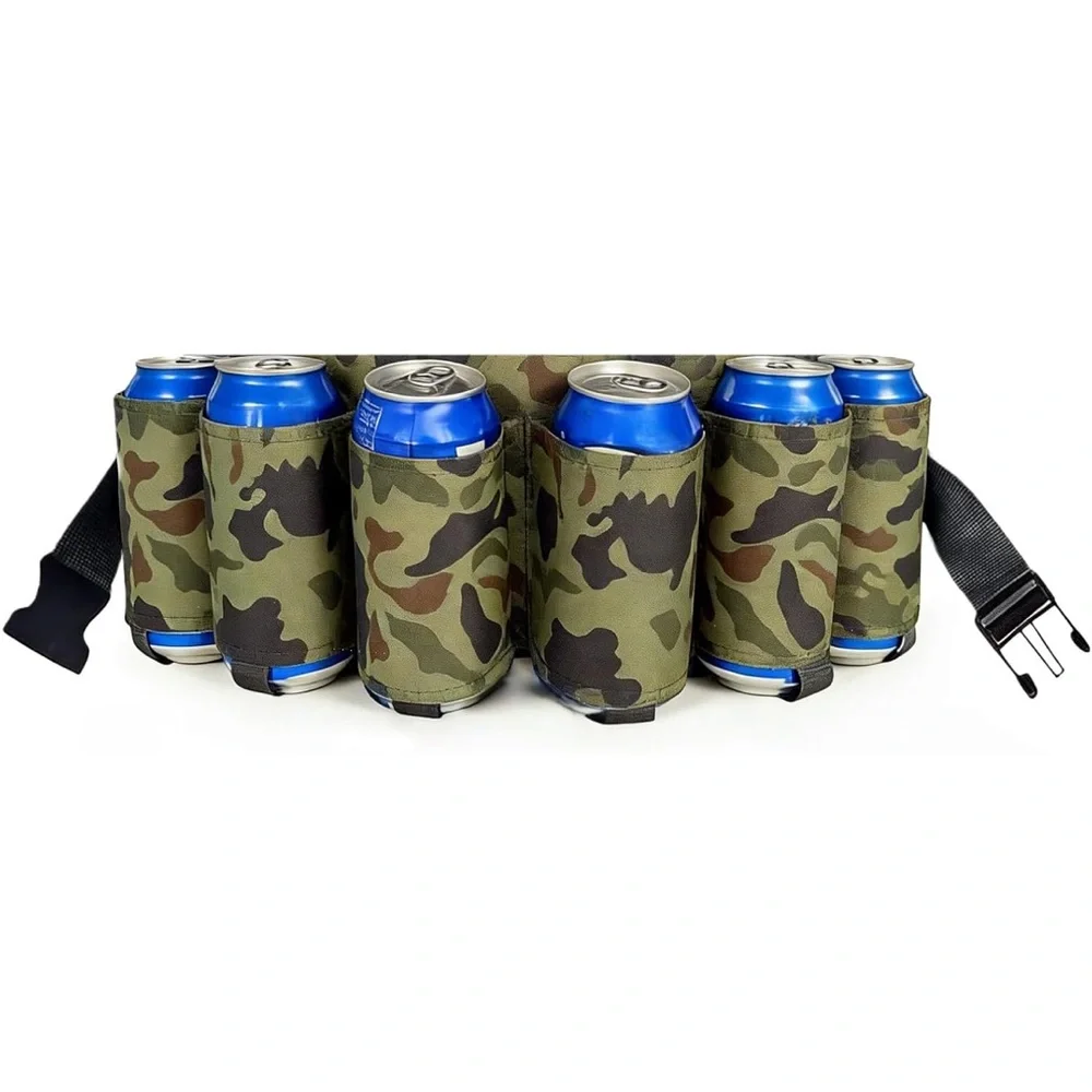 Adjustable Camouflage Beer Belt - 6 Pack Holder